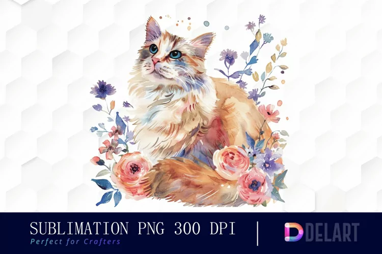 Floral Cat Graphics Clipart