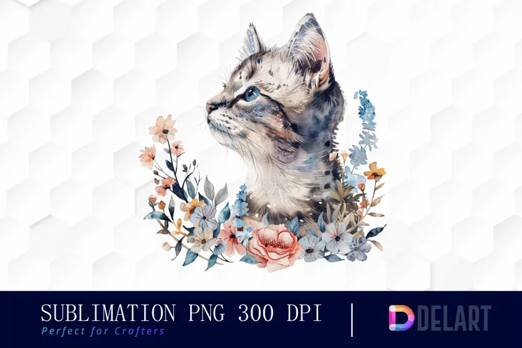 Floral Cat PNG Clipart