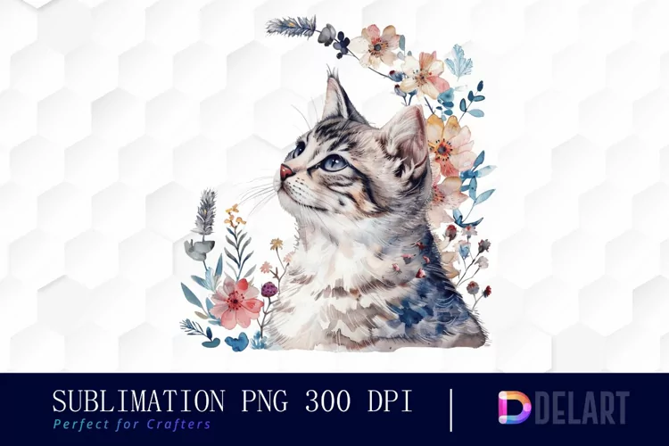 Floral Cat PNG Clipart