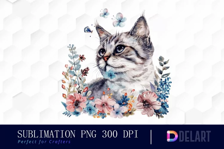 Floral Cat Graphics Clipart