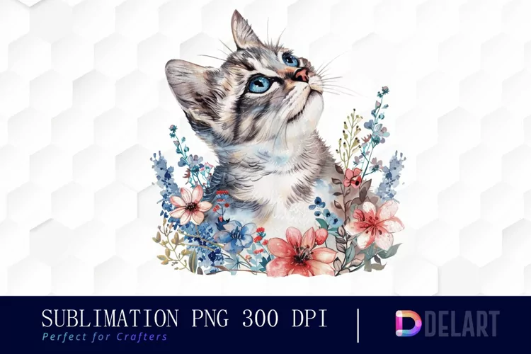 Floral Cat Graphics Clipart
