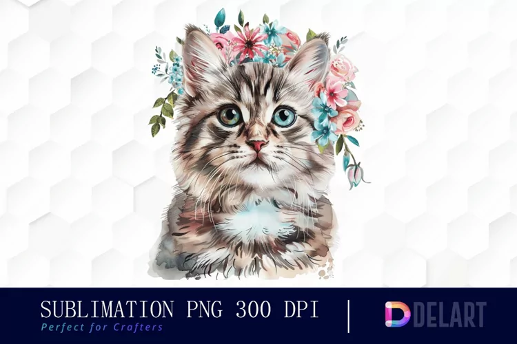 Floral Cat Graphics Clipart