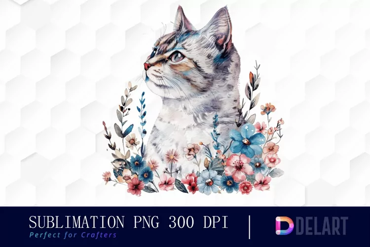 Floral Cat Graphics Clipart