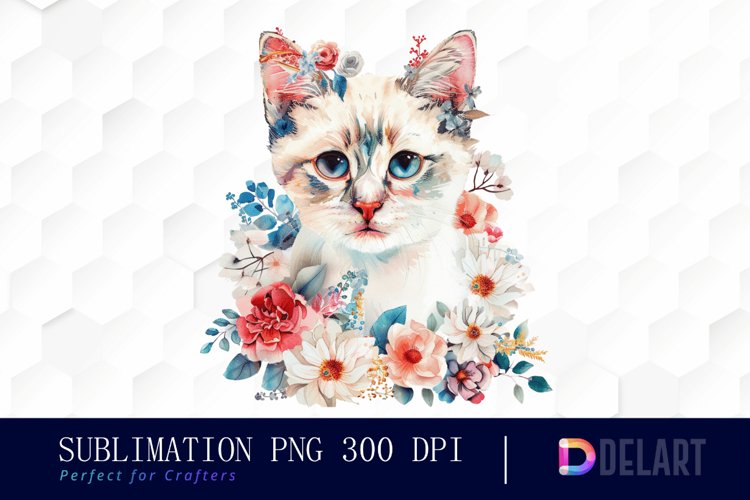 Floral Cat Graphics Clipart