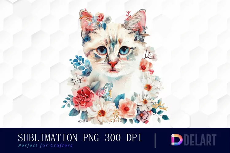 Floral Cat Graphics Clipart