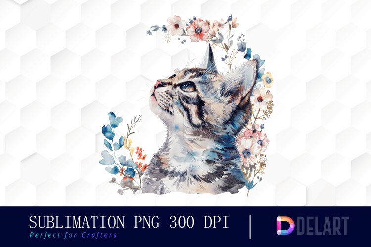 Floral Cat Graphics Clipart