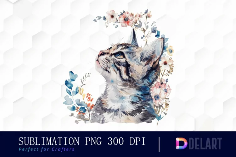 Floral Cat Graphics Clipart