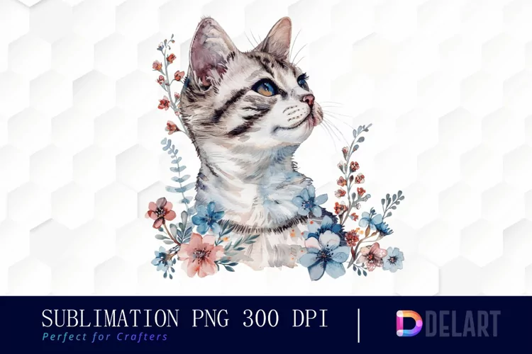Floral Cat Graphics Clipart
