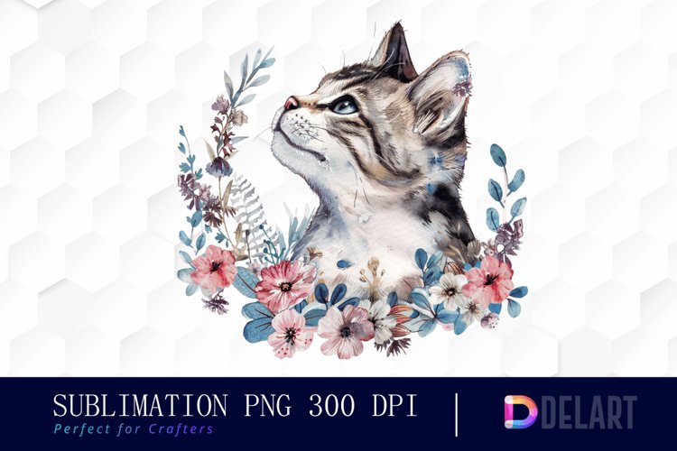 Floral Cat Graphics Clipart