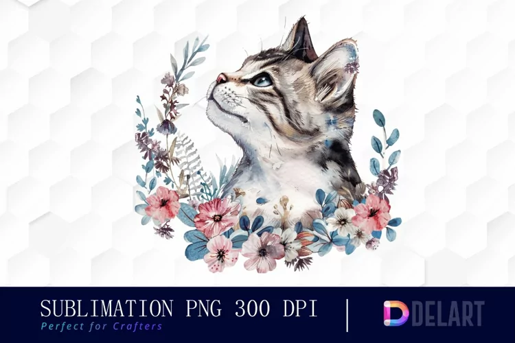 Floral Cat Graphics Clipart