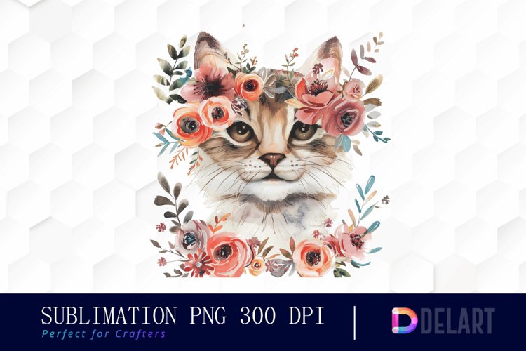 Floral Cat Graphics Clipart
