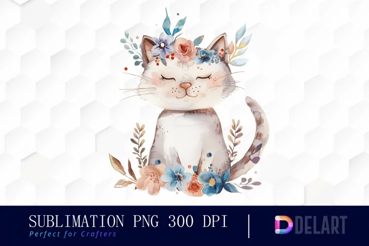 Floral Cat Graphics Clipart
