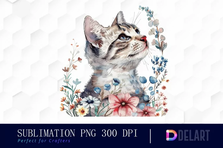 Floral Cat Graphics Clipart