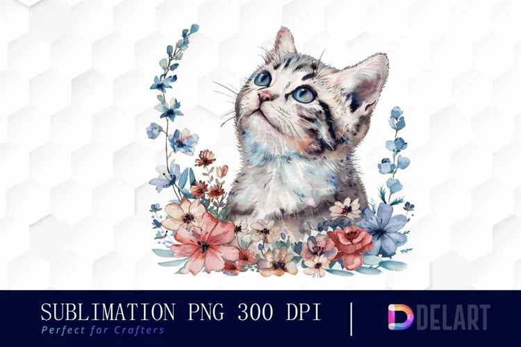 Floral Cat Graphics Clipart