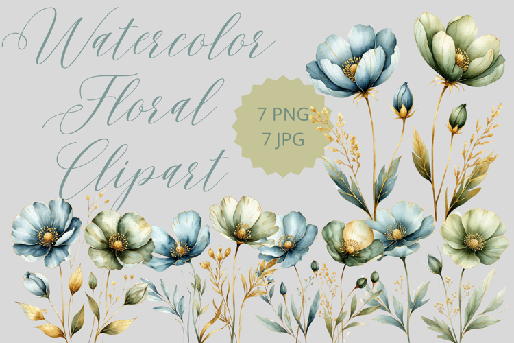 Watercolor Floral Clipart Bundle