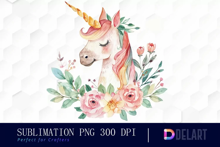Floral Cute Unicorn Illustration Clipart