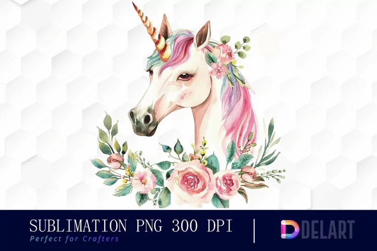 Floral Cute Unicorn Illustration Clipart