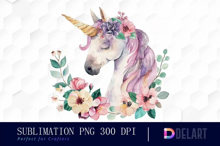 Floral Cute Unicorn Illustration Clipart