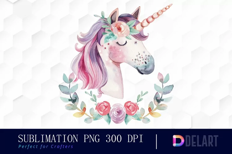 Floral Cute Unicorn Sublimation PNG Clipart
