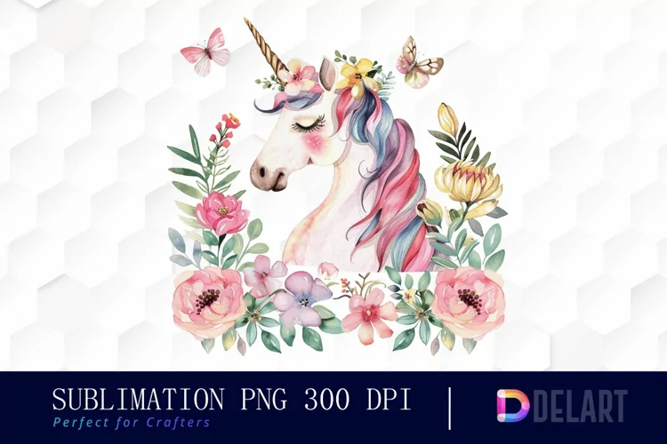 Floral Cute Unicorn Graphics Clipart