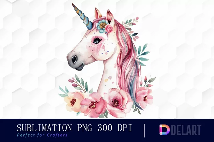 Floral Cute Unicorn Watercolor Clipart