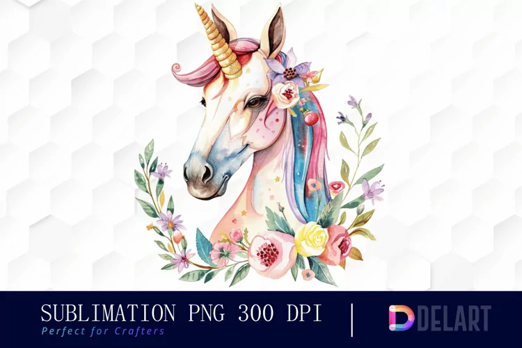 Floral Cute Unicorn Graphics Clipart