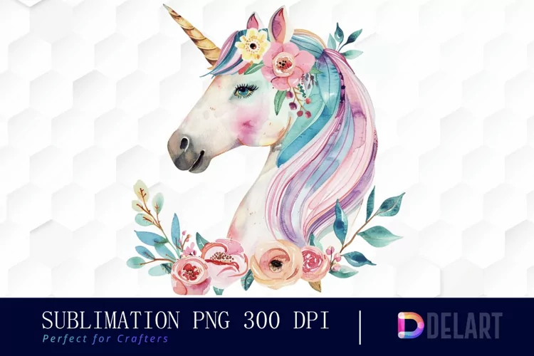Floral Cute Unicorn Illustration Clipart