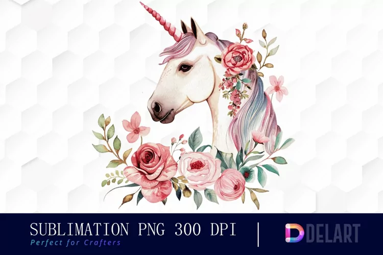 Floral Cute Unicorn Sublimation PNG Clipart