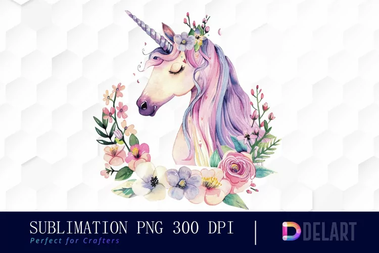 Floral Cute Unicorn Sublimation PNG Clipart
