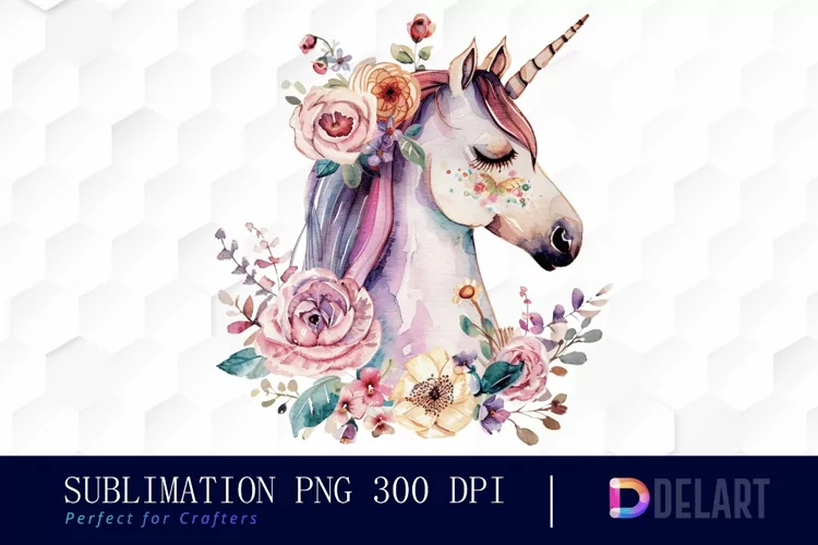 Floral Cute Unicorn Illustration Clipart