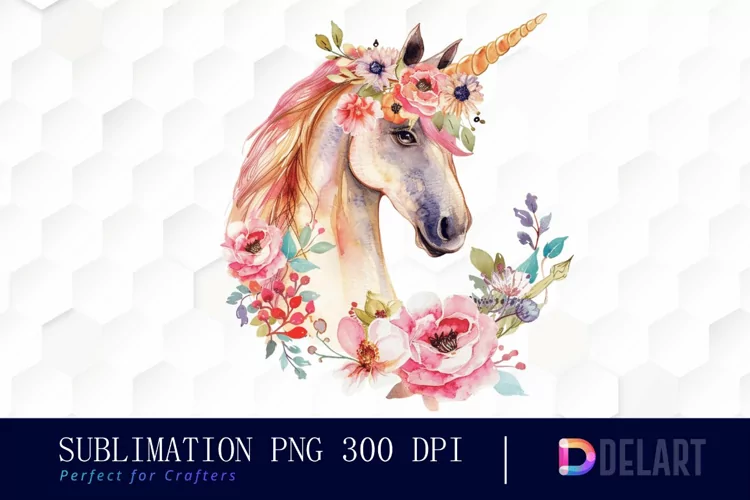 Floral Cute Unicorn Sublimation PNG Clipart