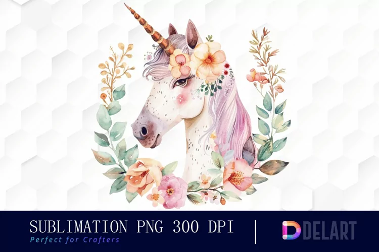 Floral Cute Unicorn Illustration Clipart
