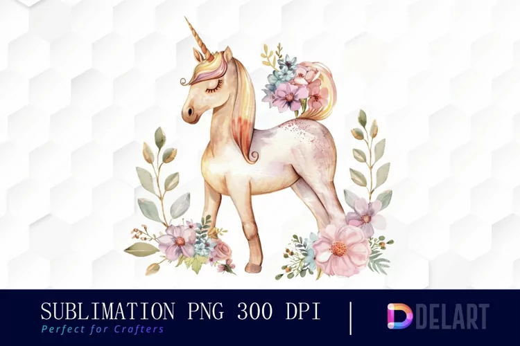 Floral Cute Unicorn Graphics Clipart