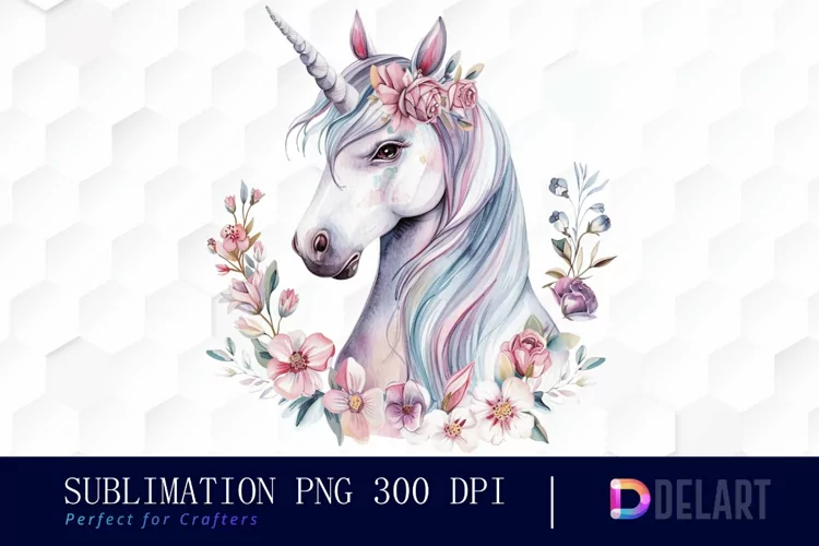 Floral Cute Unicorn Graphics Clipart
