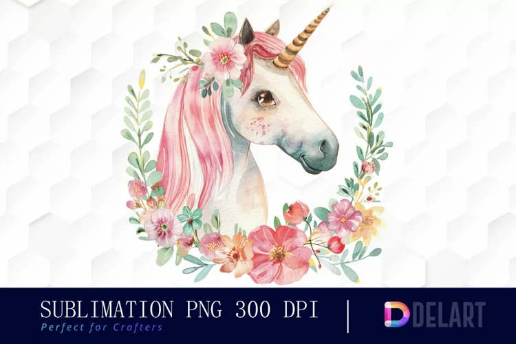Floral Cute Unicorn Graphics Clipart