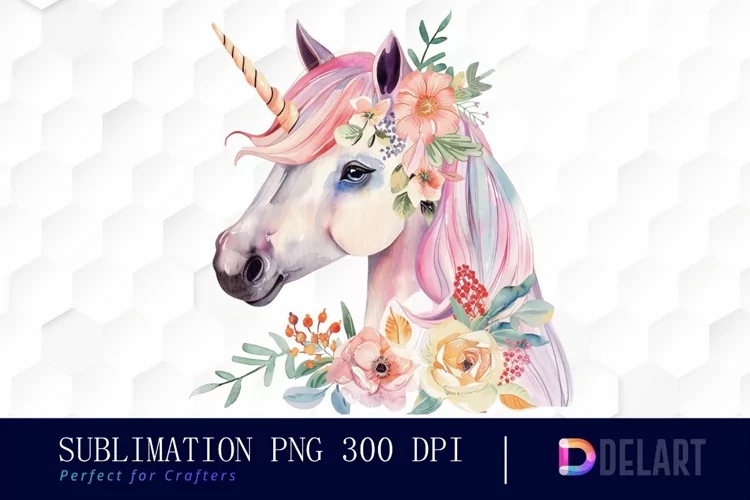 Floral Cute Unicorn Illustration Clipart