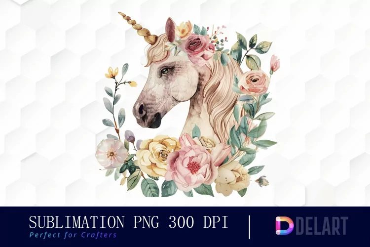 Floral Cute Unicorn Illustration Clipart