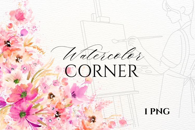 Watercolor Floral Corner PNG