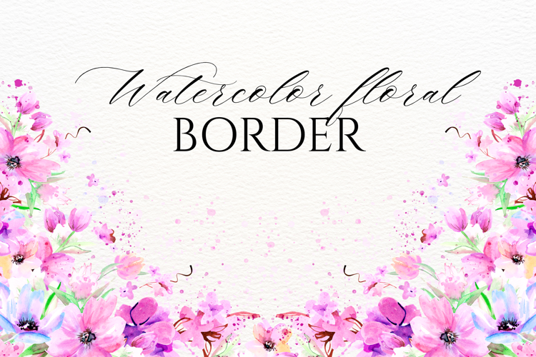 Watercolor Floral Border PNG