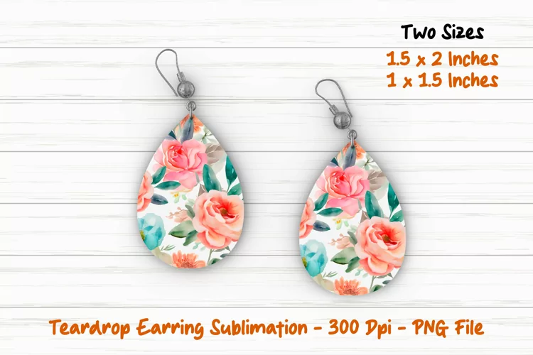 Watercolor Floral Teardrop Earring | Floral Teardrop Earring
