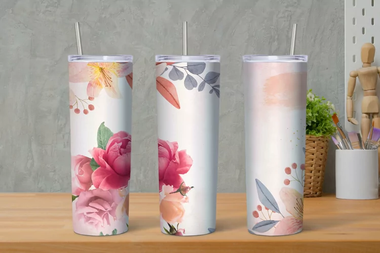 Watercolor Floral Tumbler Png Sublimation, 20 Oz Tumbler Png