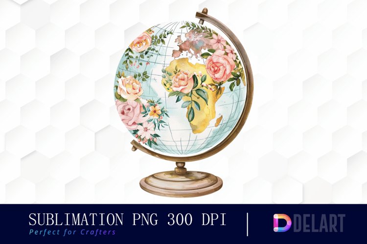 Floral Globe Design Clipart example image 1