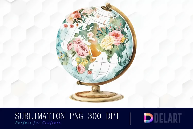 Floral Globe Watercolor Clipart