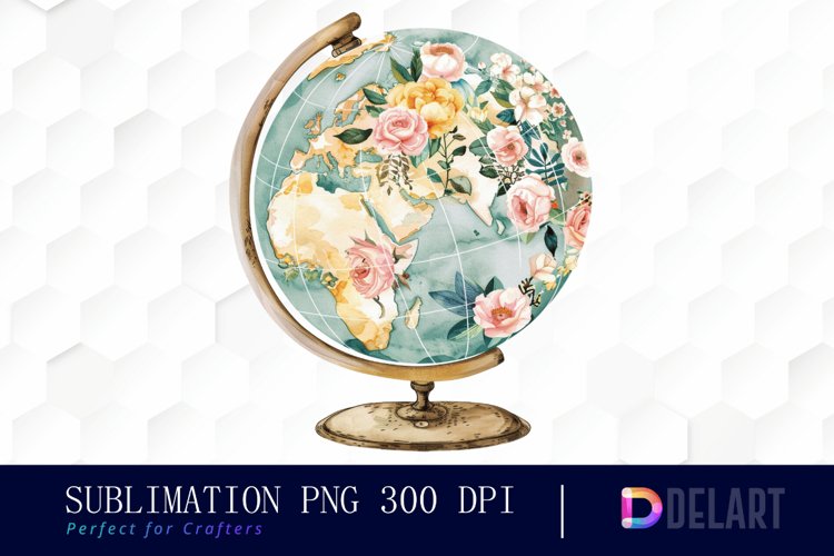 Floral Globe Design Clipart example image 1