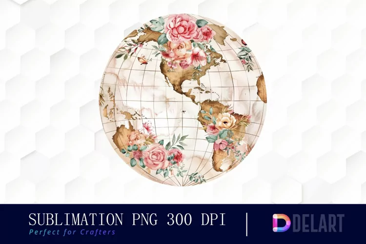 Floral Globe Watercolor Clipart