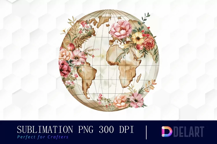 Floral Globe Watercolor Clipart