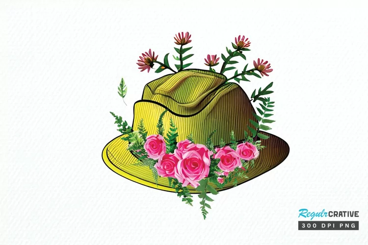 Watercolor Floral Hat Garden PNG Clipart