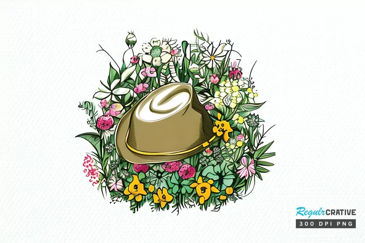 Watercolor Floral Hat Garden PNG Clipart
