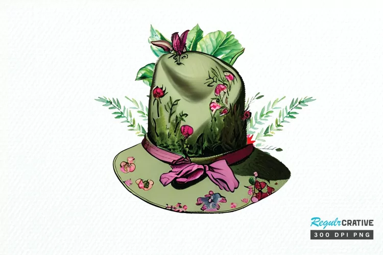 Watercolor Floral Hat Garden PNG Clipart
