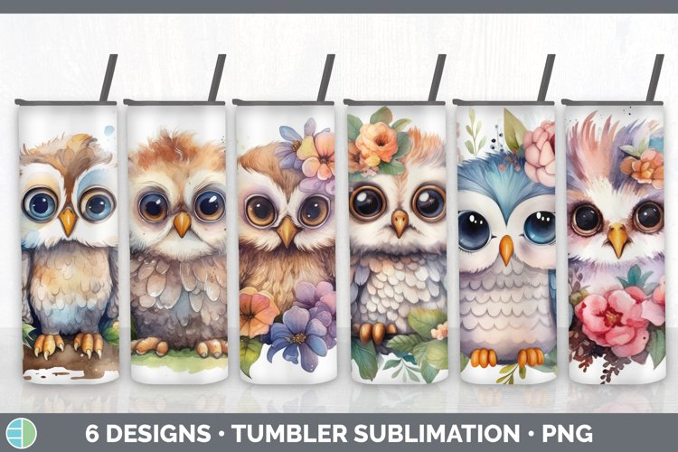 Watercolor Floral Owls Tumbler | Sublimation 20 oz Skinny Tu